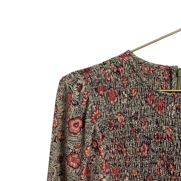 La Vie Rebecca Taylor Camila Crepe Smocked Floral Tiered Long Sleeve Dress XS - Picture 5 of 8